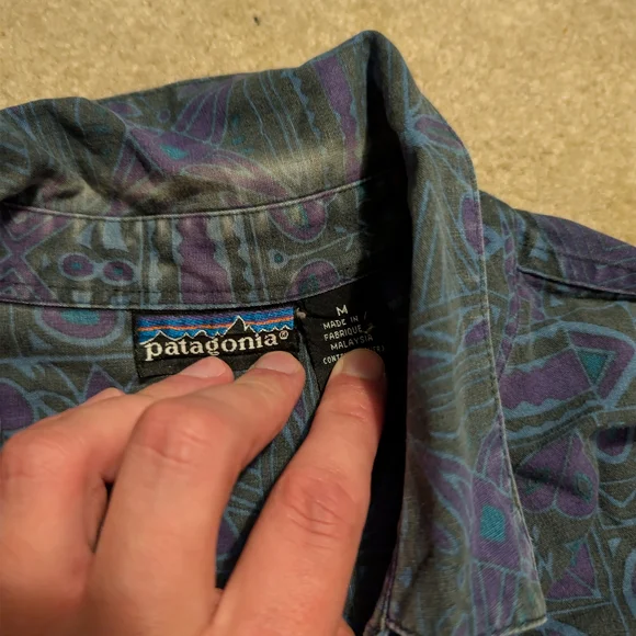 Vintage Patagonia Blue and Purple Casual Button Down Shirt - Picture 3 of 3